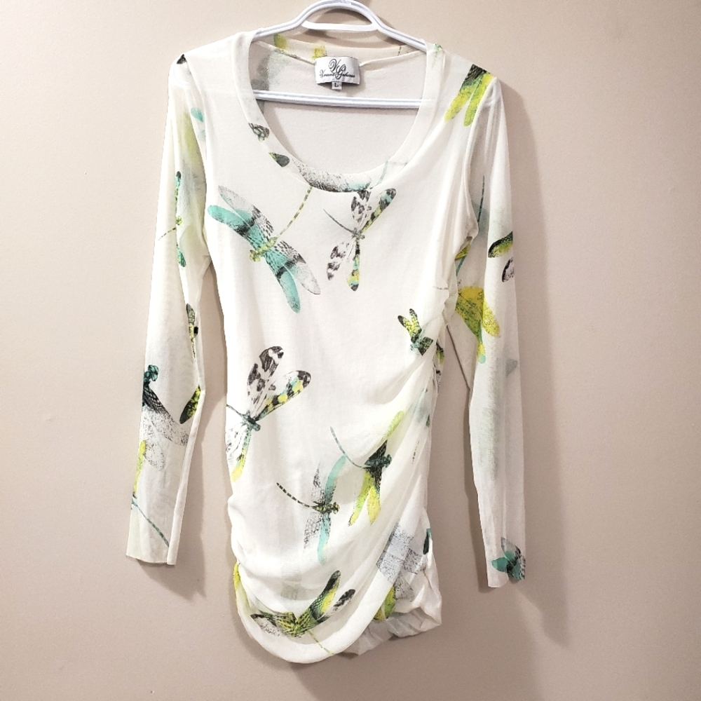 Viviana Gabeiras - Dragonfly Print Nylon Blouse - Size L